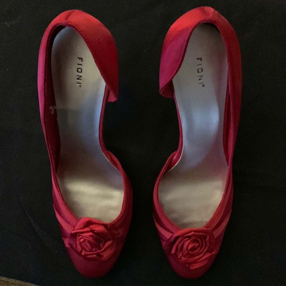 Fiona red satin shoes/ Fabric